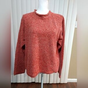 Columbia Sweater Textured Rough Red White Black Heathered Size Large Chest 40"